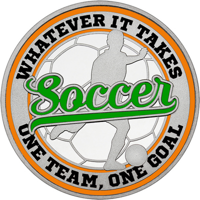 Green "Soccer" with Orange Outer Circular Borders